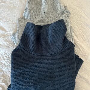 2 Calia funnel neck athleisure tops  - Dark Blue and Light Gray